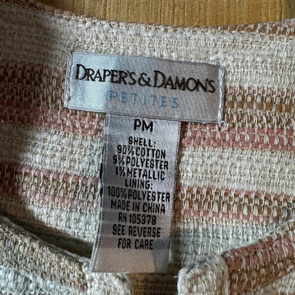 Drapers & Damons Women's Petite Medium Cream Pink Tan Gold Jacket w/Cream Tank - Picture 4 of 15